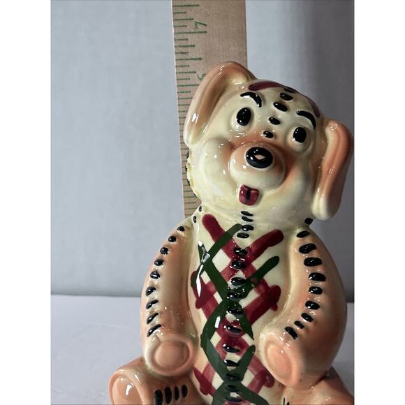 Vintage Patchwork Dog Figurine Hand Painted Ceramic 1950s 1960s Folk Art - Picture 12 of 14